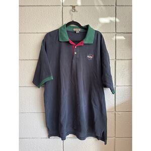 Vintage Y2K Nasa Colorblock Polo size XXL in Navy Blue Preppy